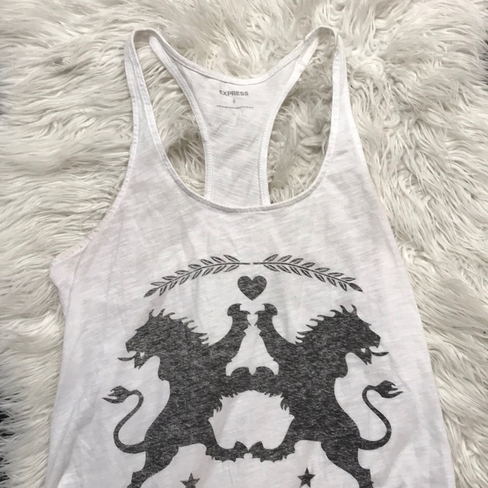 Express lion logo white tank